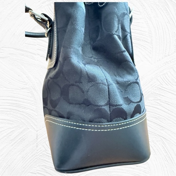 Coach Signature Black Jacquard Canvas Hampton Satchel Handbag - Picture 4 of 9